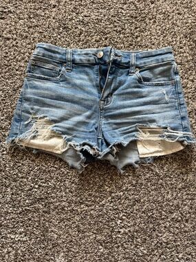American Eagle Outfitters Light Blue Distressed Denim Shorts
